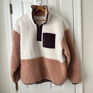 Lou & Grey Colorblock Cozy Up Sherpa Quarter Zip S
